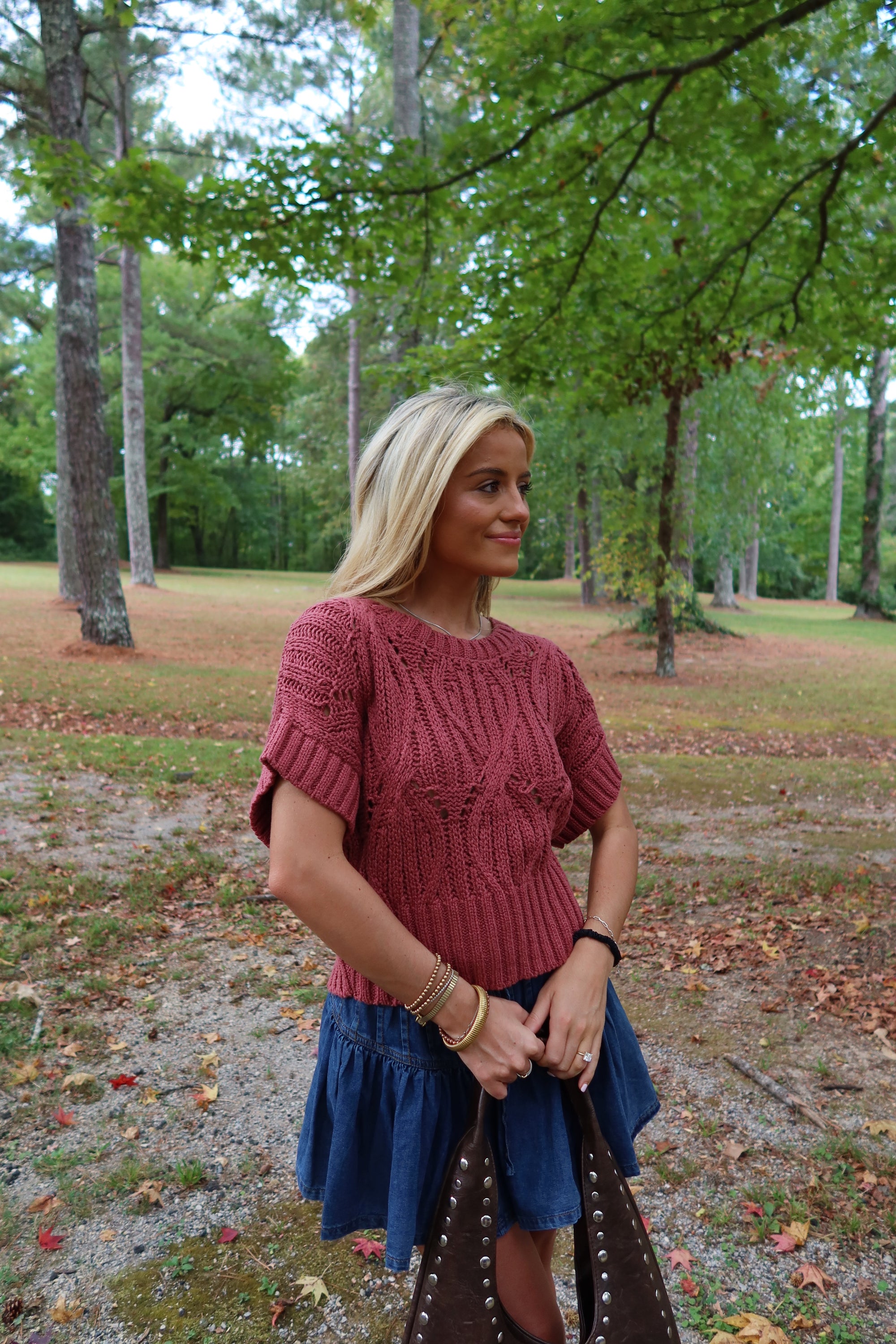 Lennie Crochet Sweater (Wine)