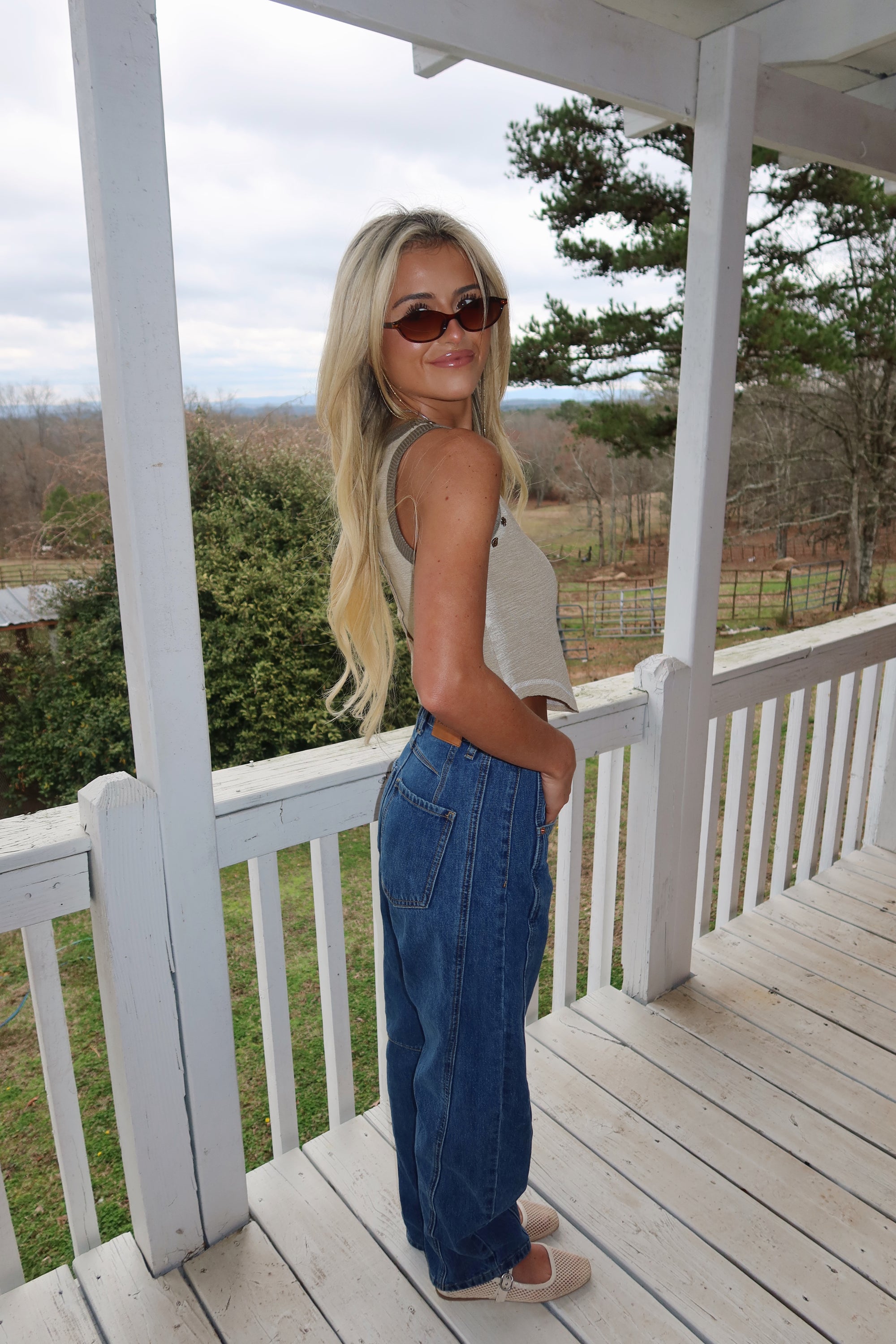 Audrey Sleeveless Knit Top-Olive