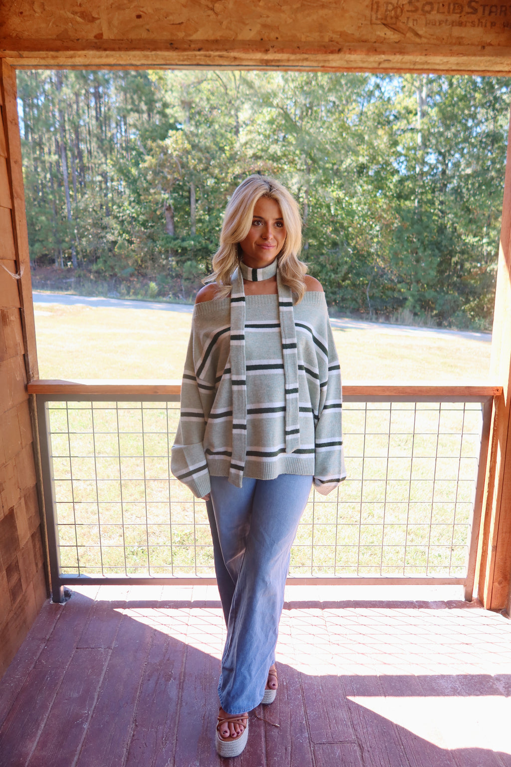 Brooke Striped Sweater with Scarf