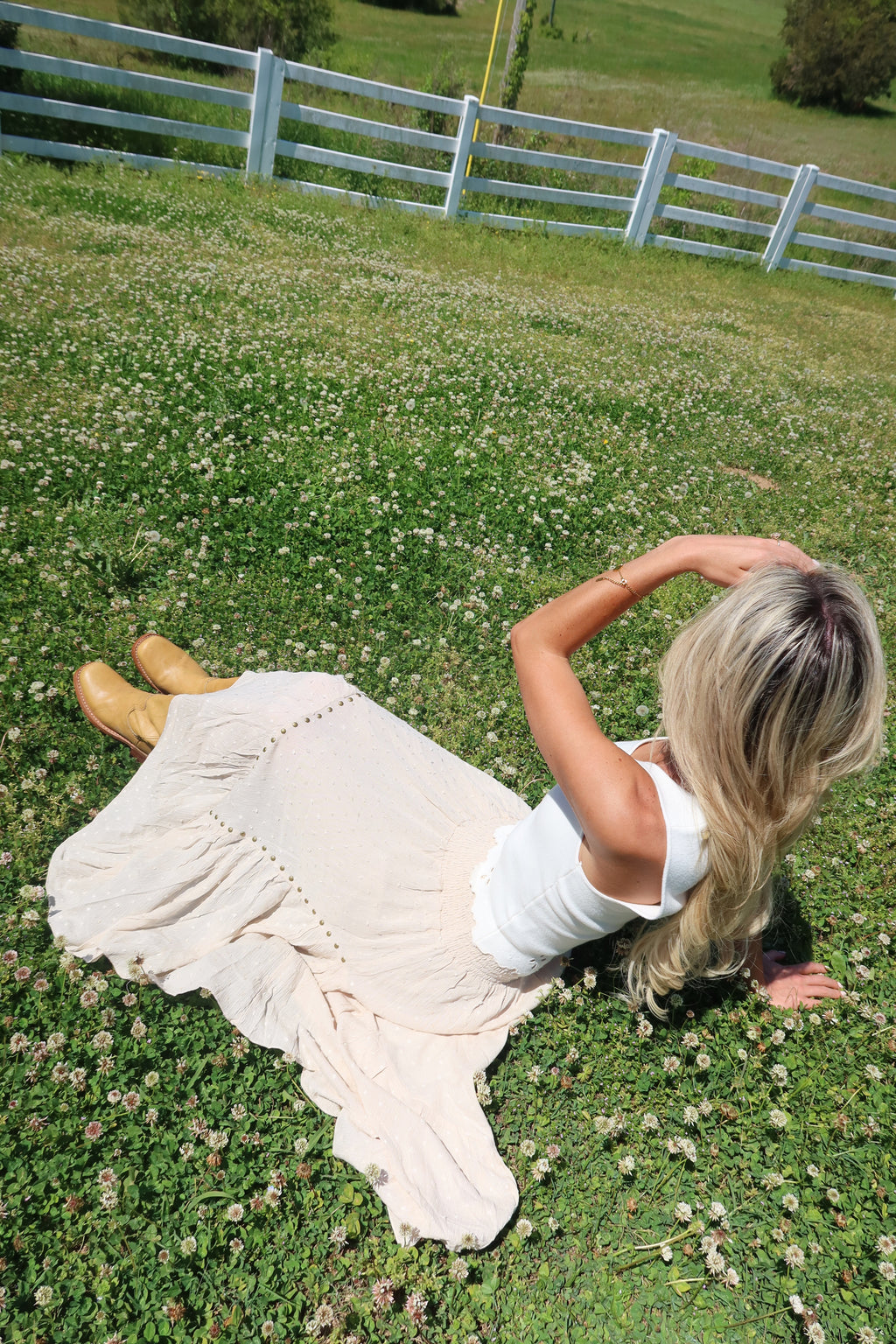 Grommet Hanky Hem Maxi Skirt