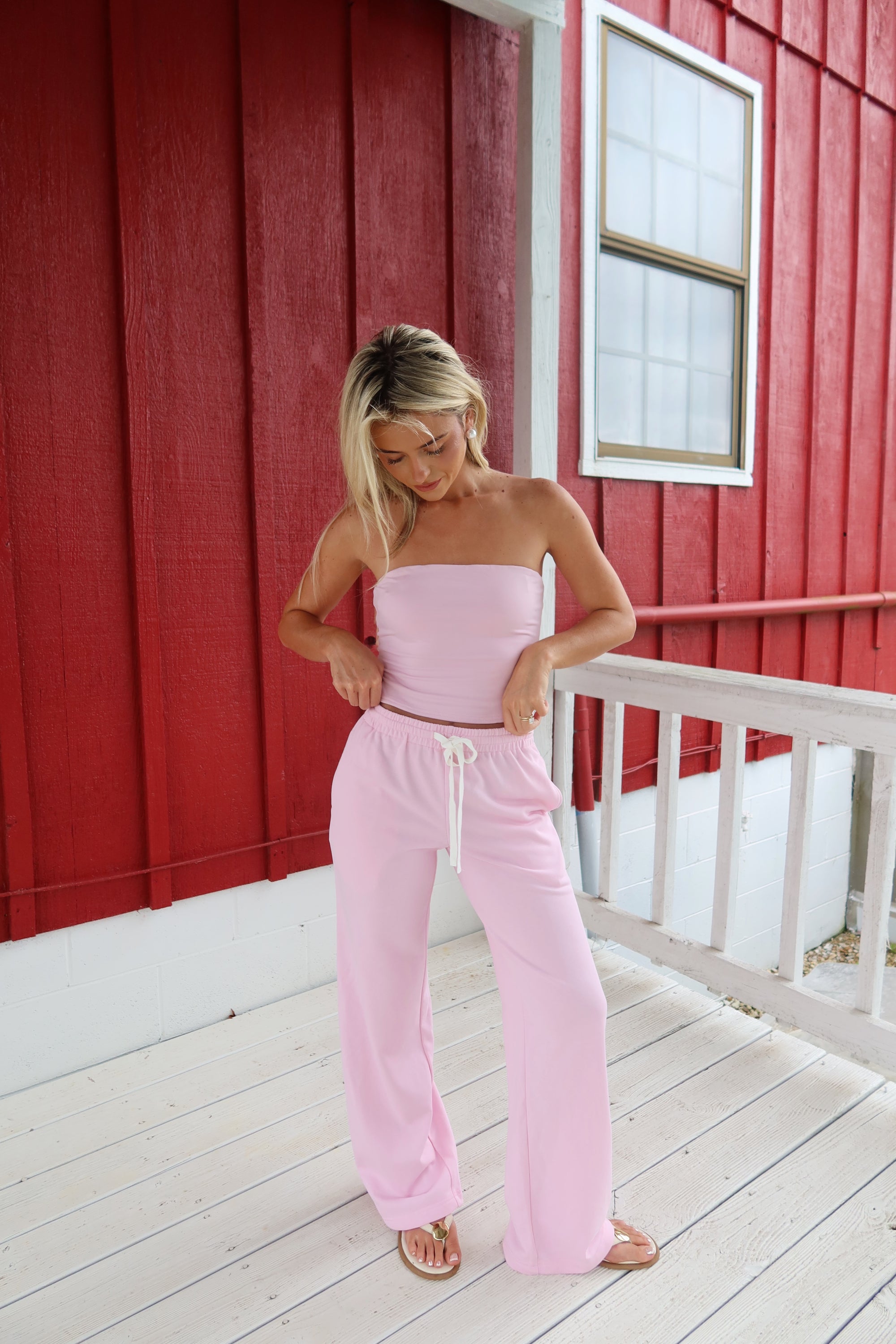 Pink Palm Wide Leg Sweatpants