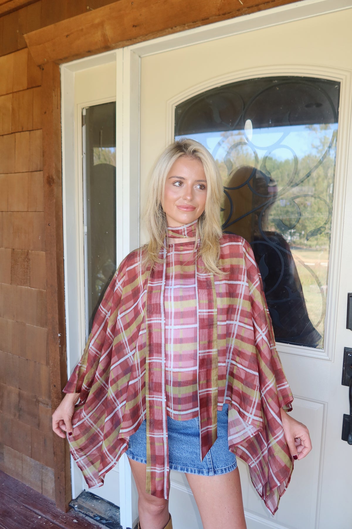 Heidi Plaid Poncho Top