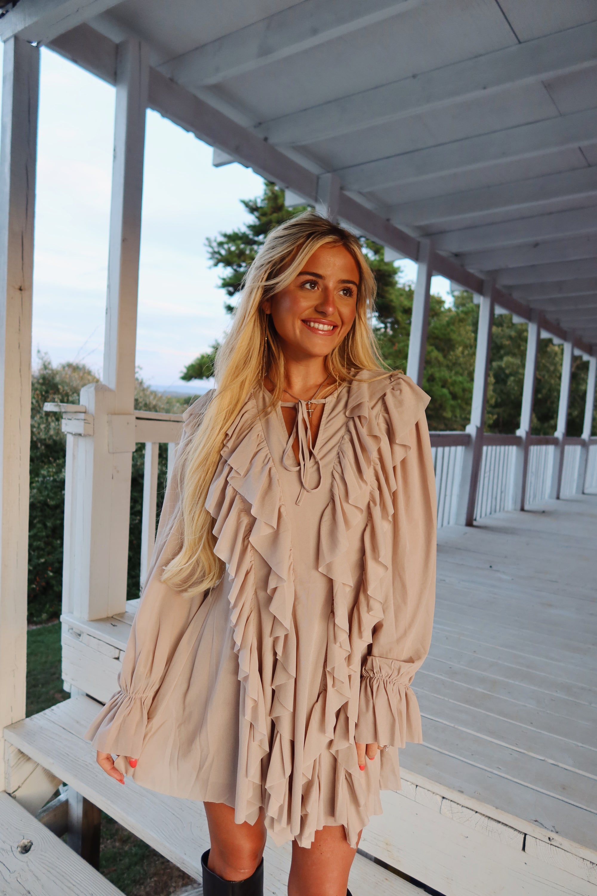 Ruffles Romper Dress (stone)