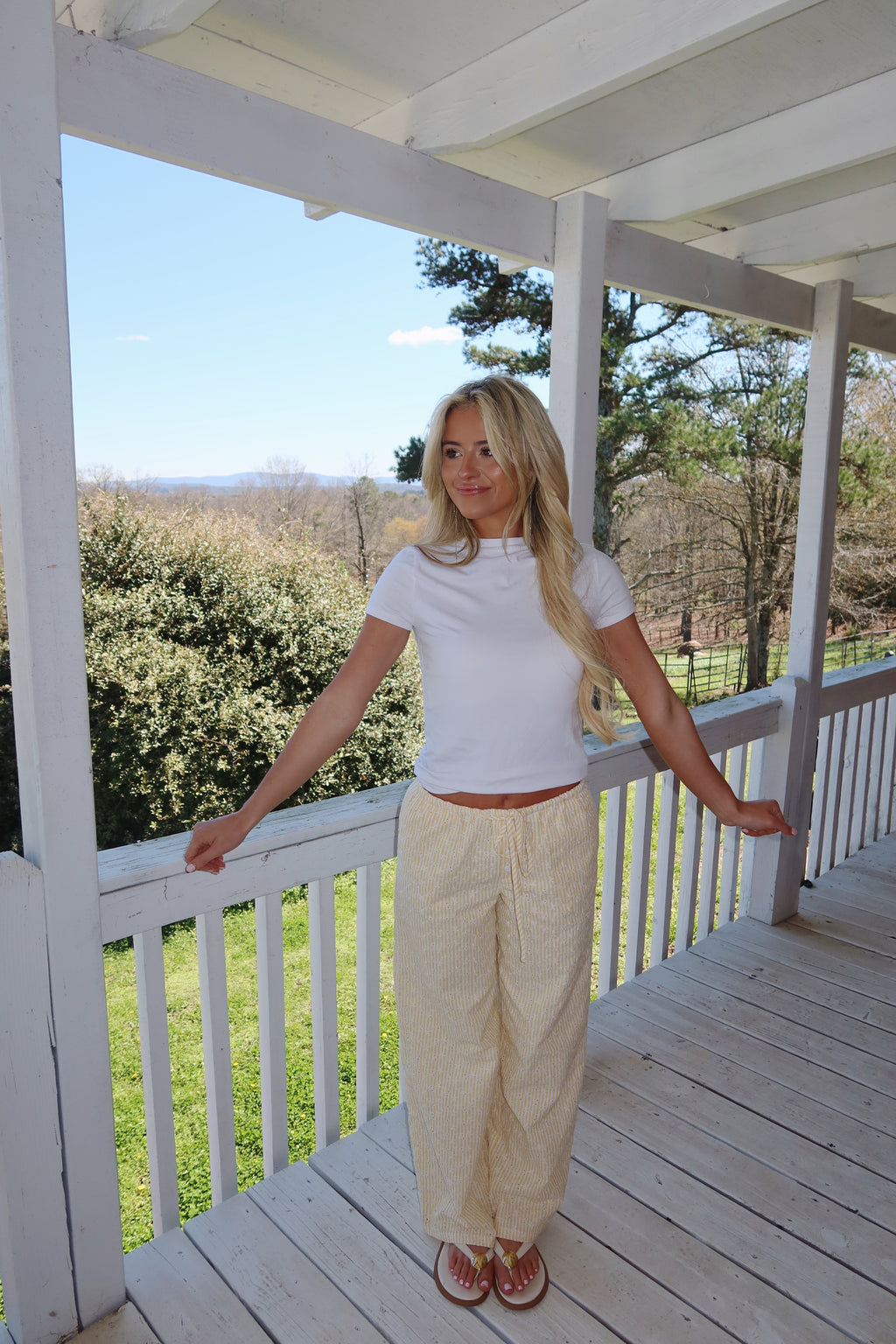 Newport Striped Wide Leg Pants (Yellow)