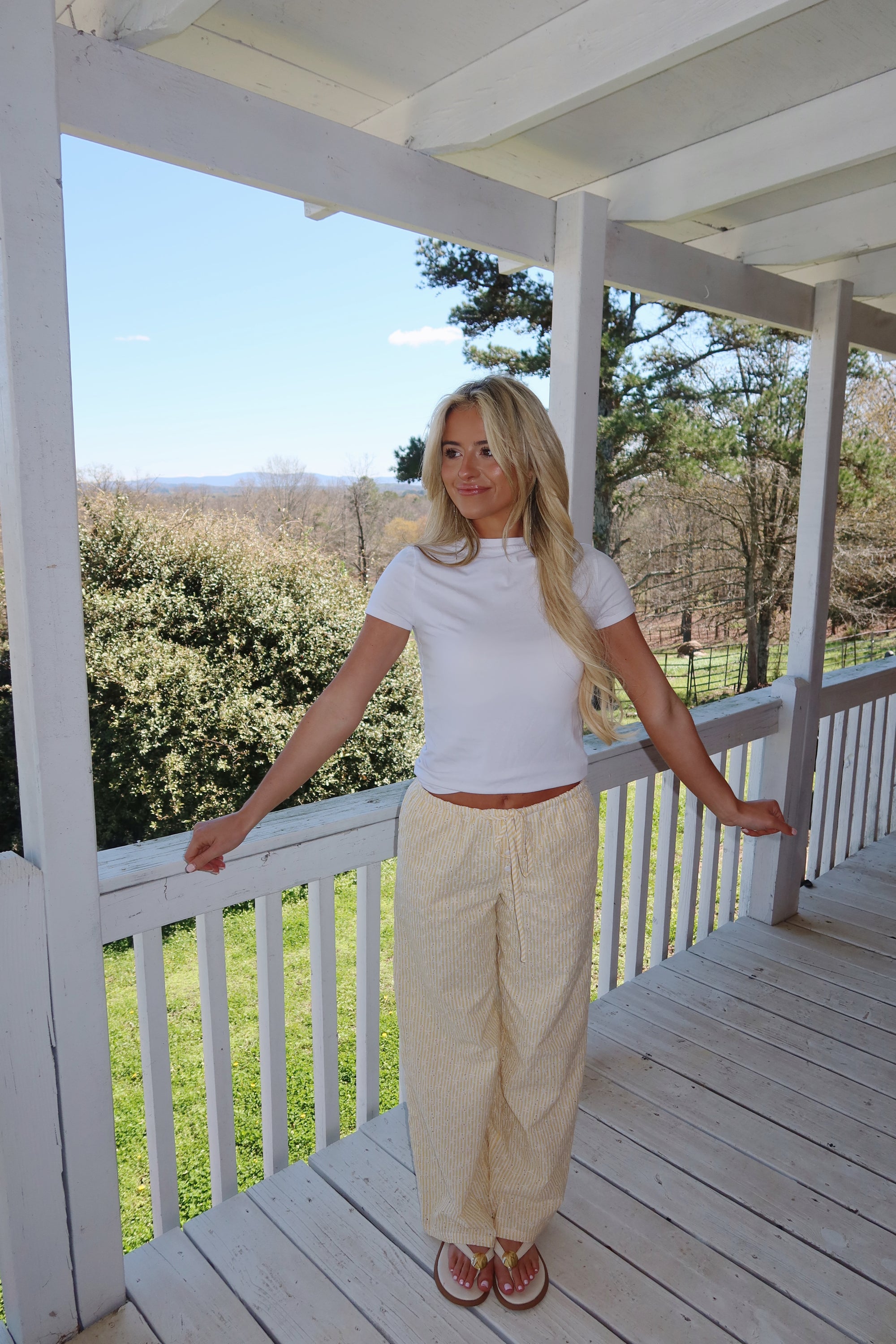 Newport Striped Wide Leg Pants (Yellow)