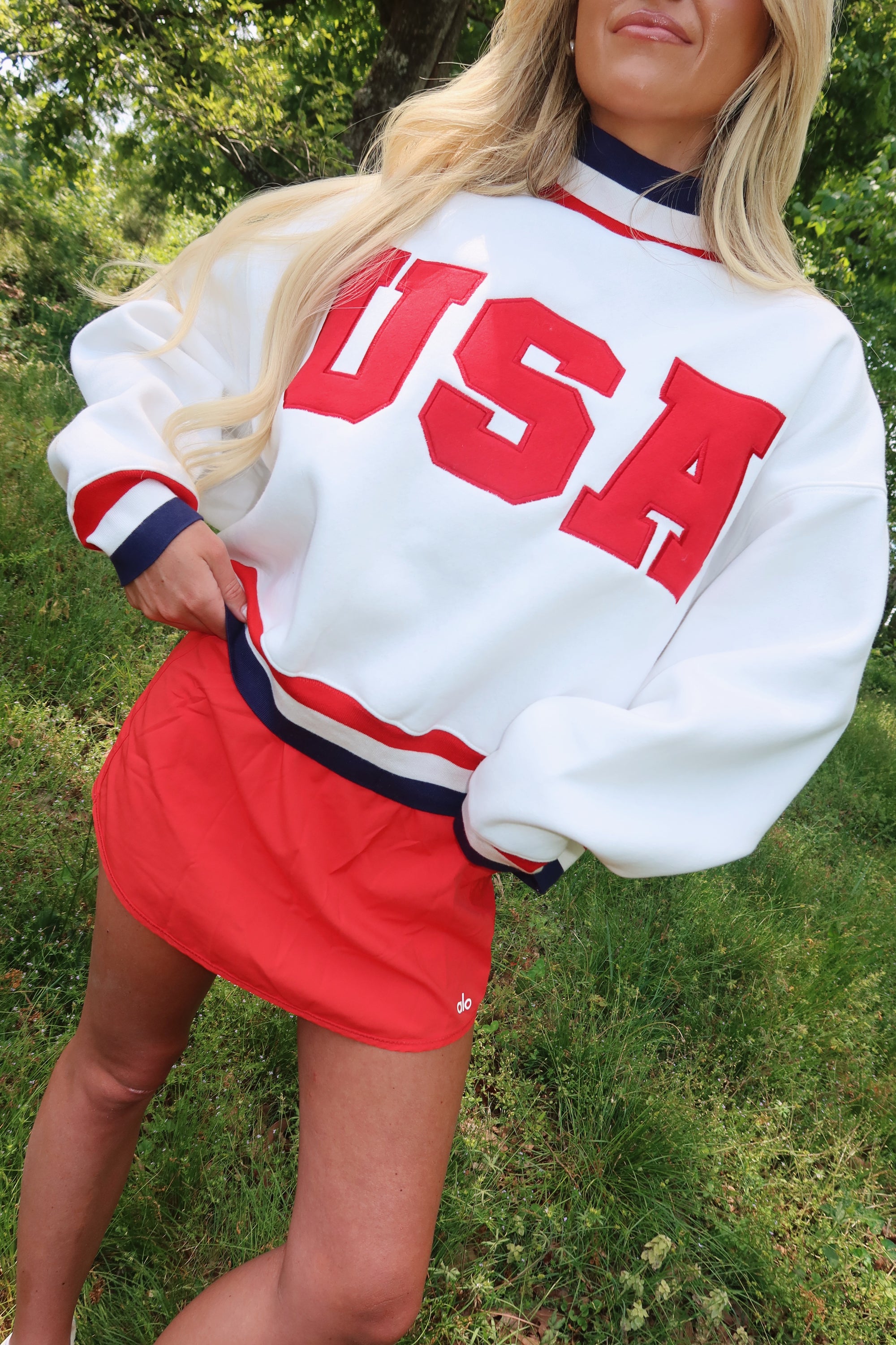 USA Mock Neck-WHITE