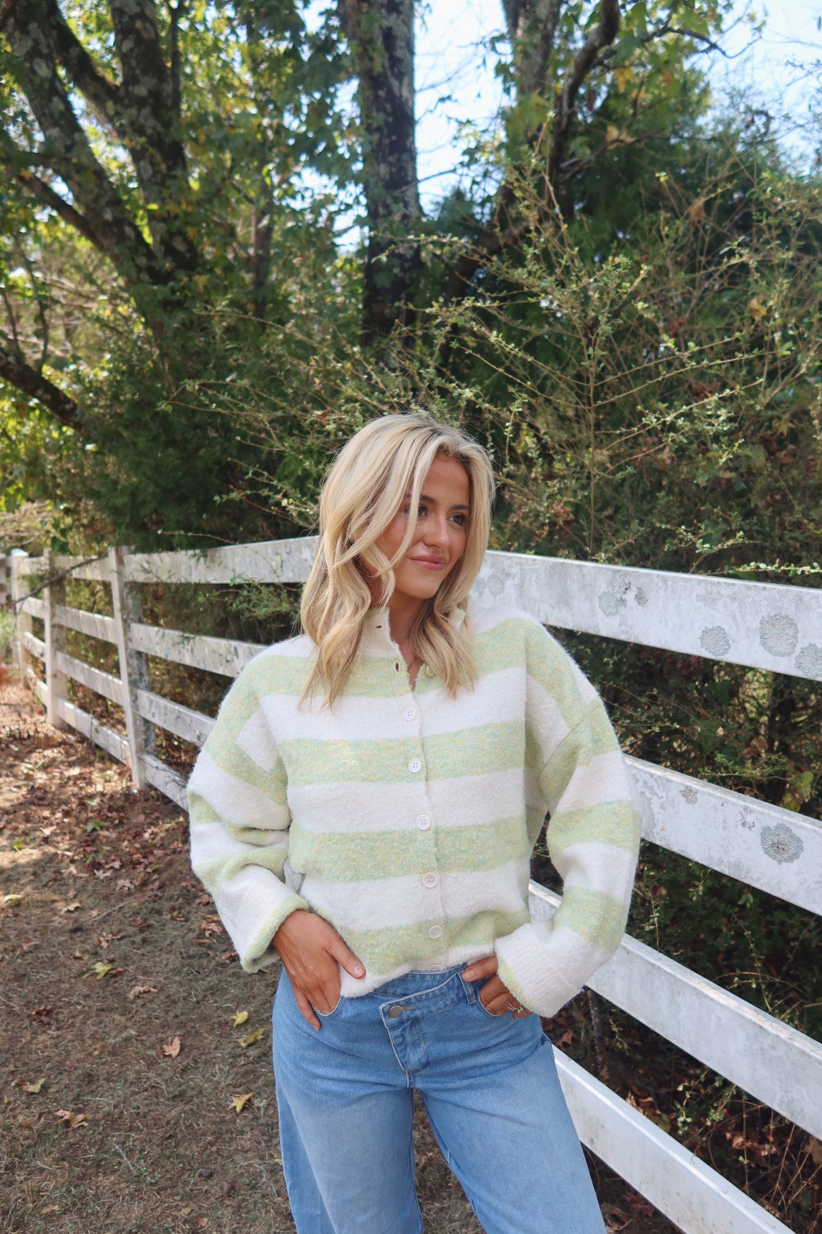 The Heritage Stripe Cardigan (Green)