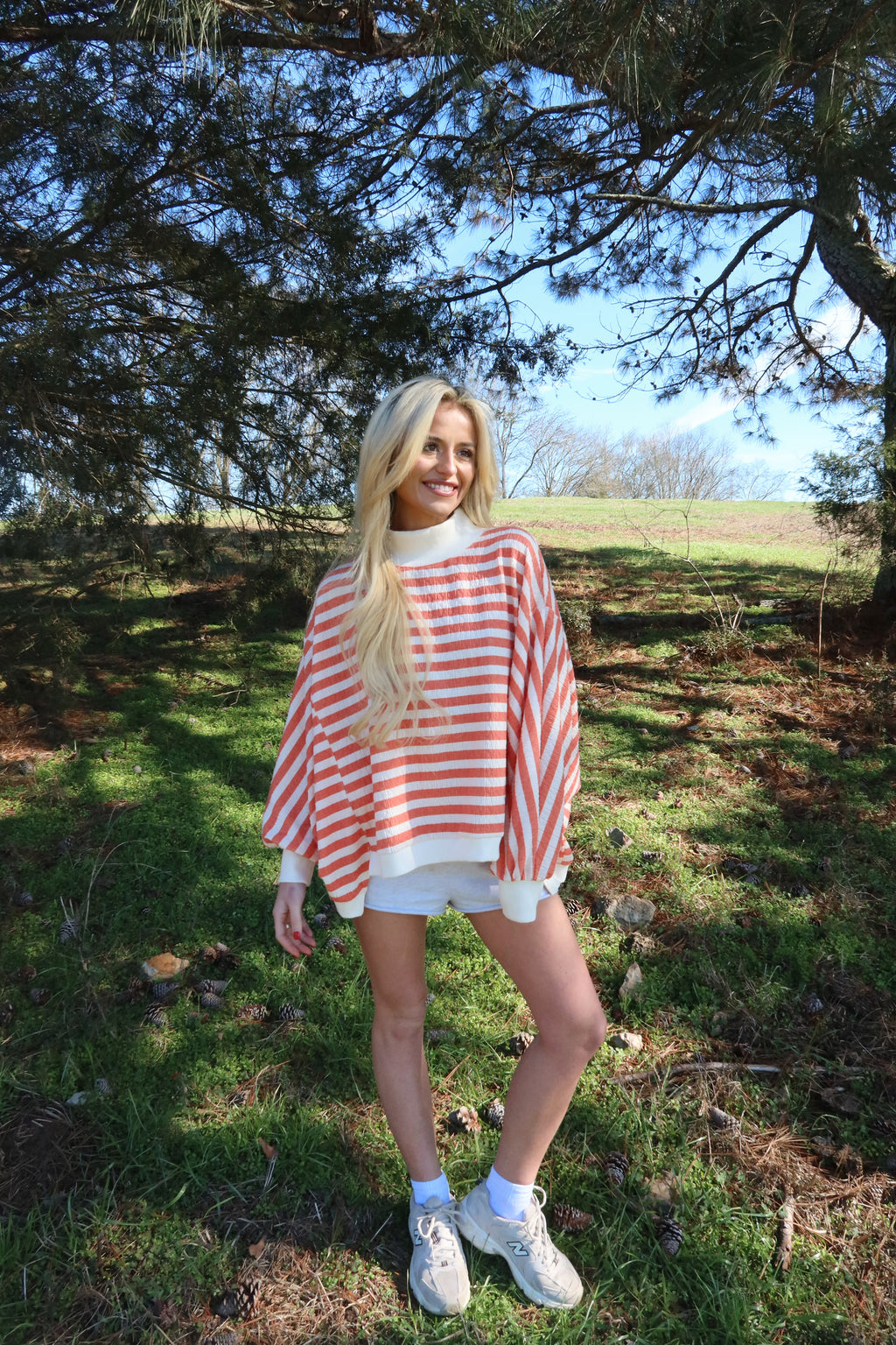 Lakeside Mock neck (Orange and Cream)