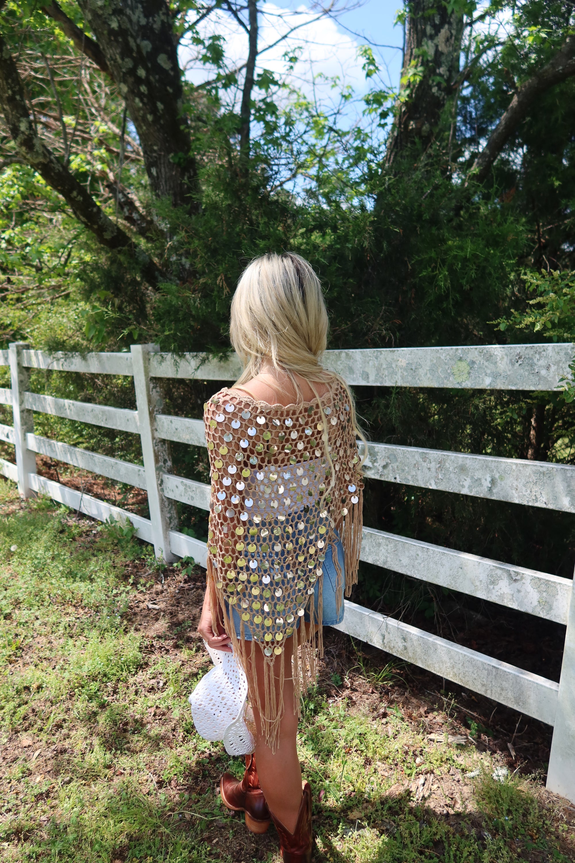 Lunara Sequin Fringe Poncho