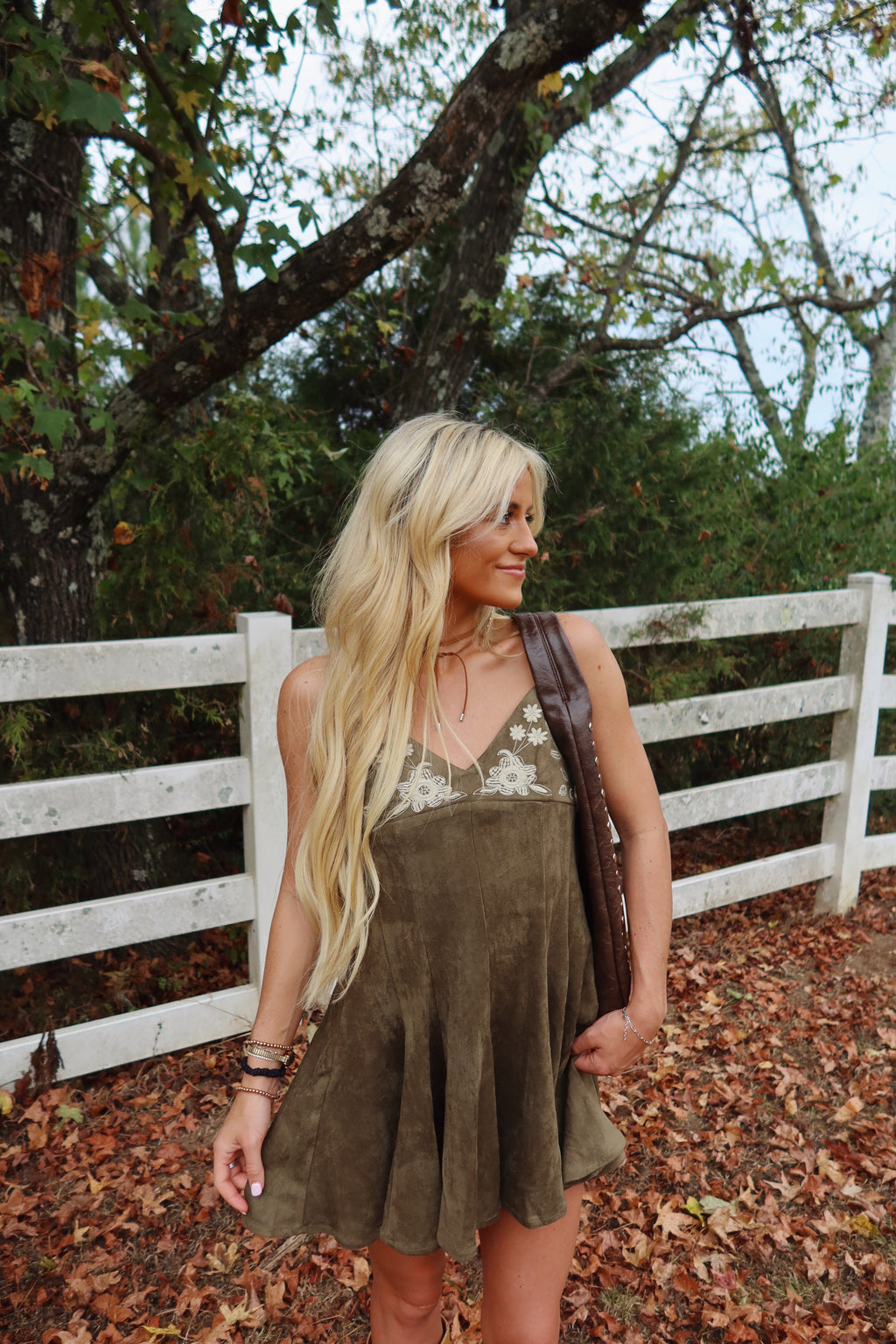 Olive Bloom Mini Dress