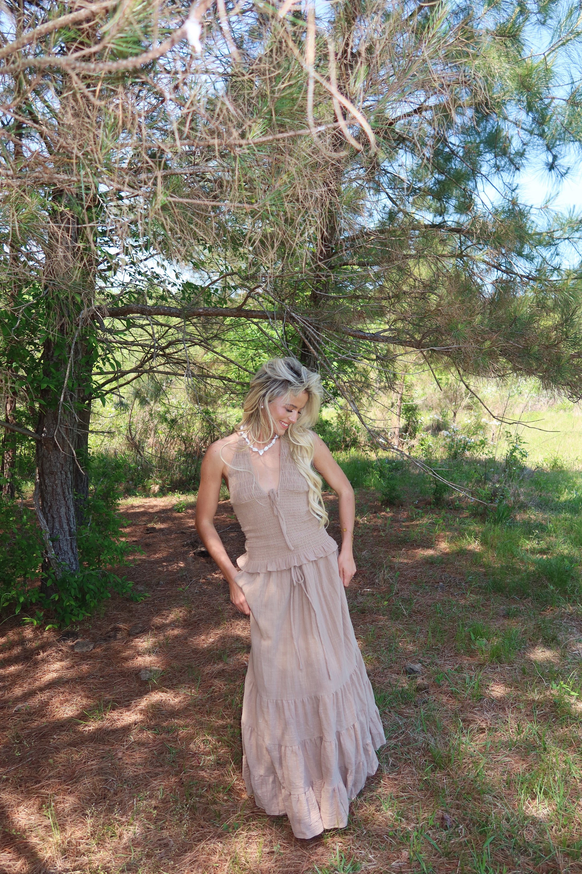 Greta Smocked Halter Set (Rattan)