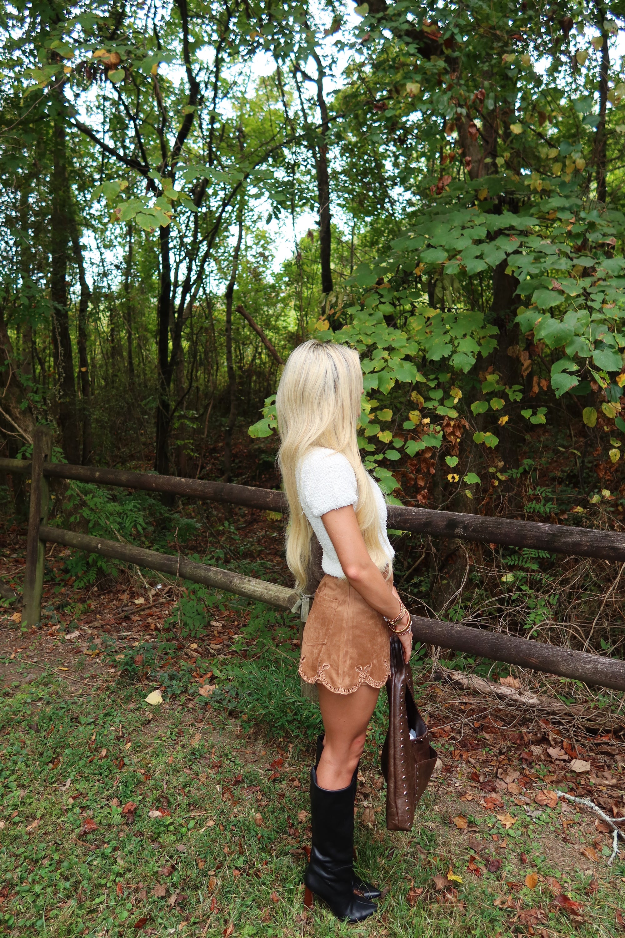 Cinnamon Suede Eyelet Shorts