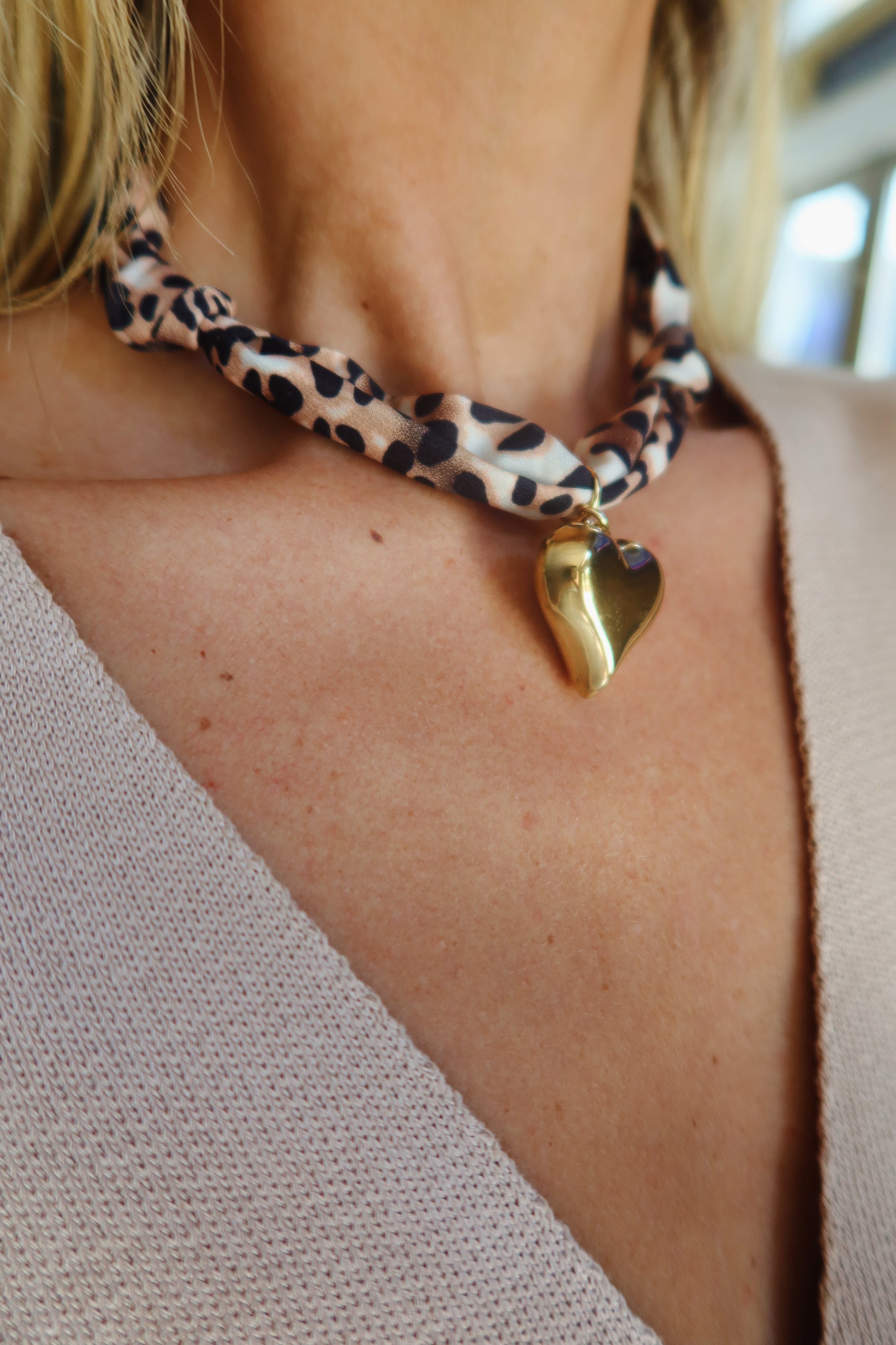 Gigi Scarf Necklace- Leopard