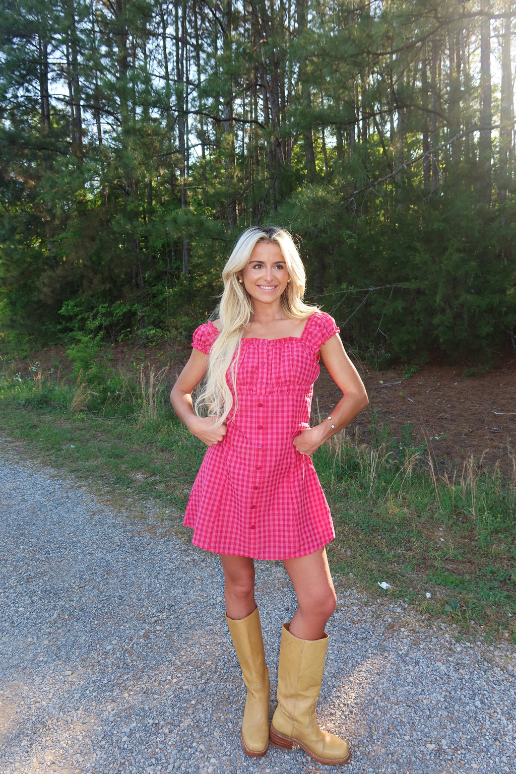 Ida Gingham Frill Strap Mini Dress