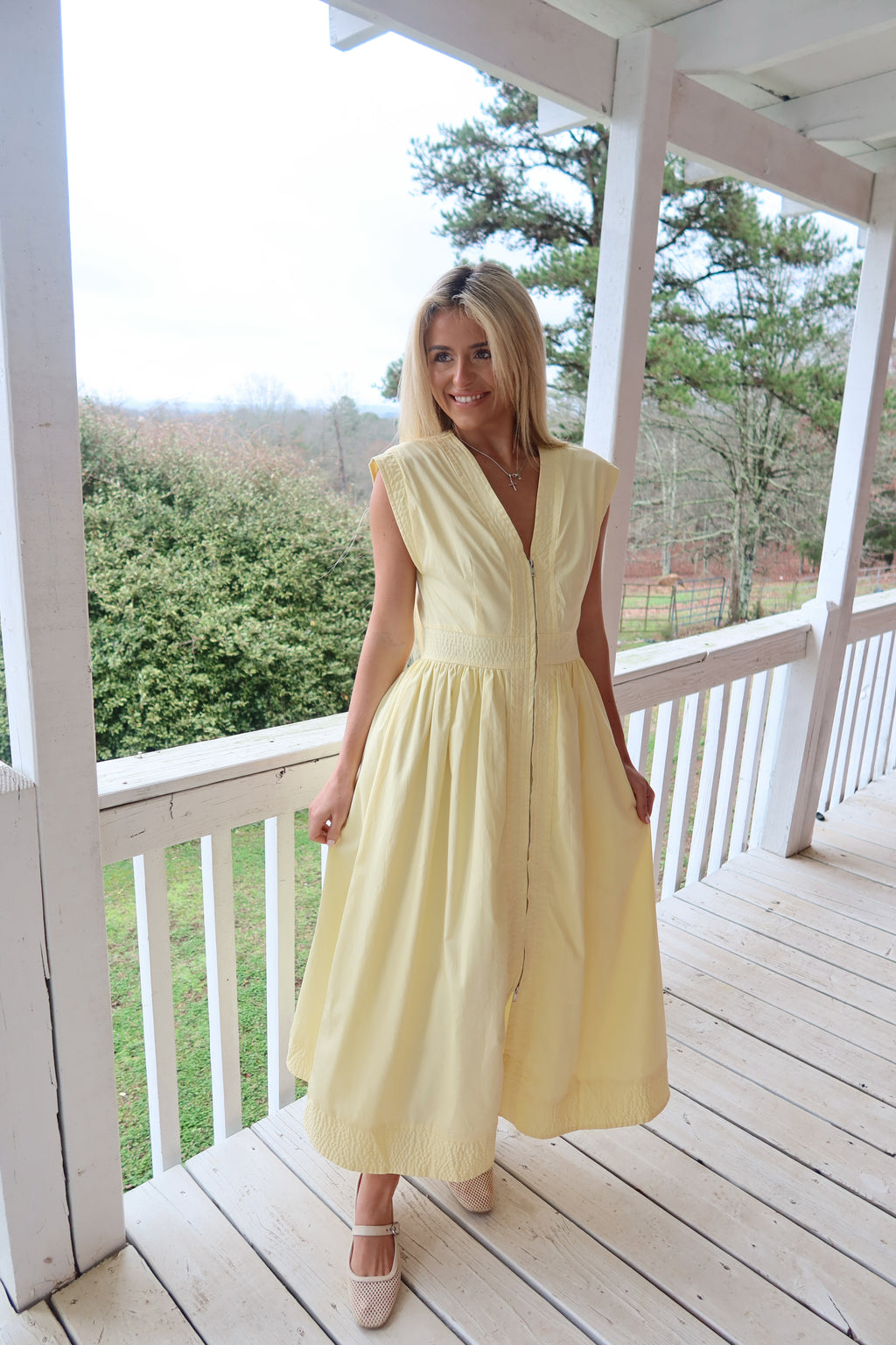 Mia Cap Sleeve Zip Midi Dress