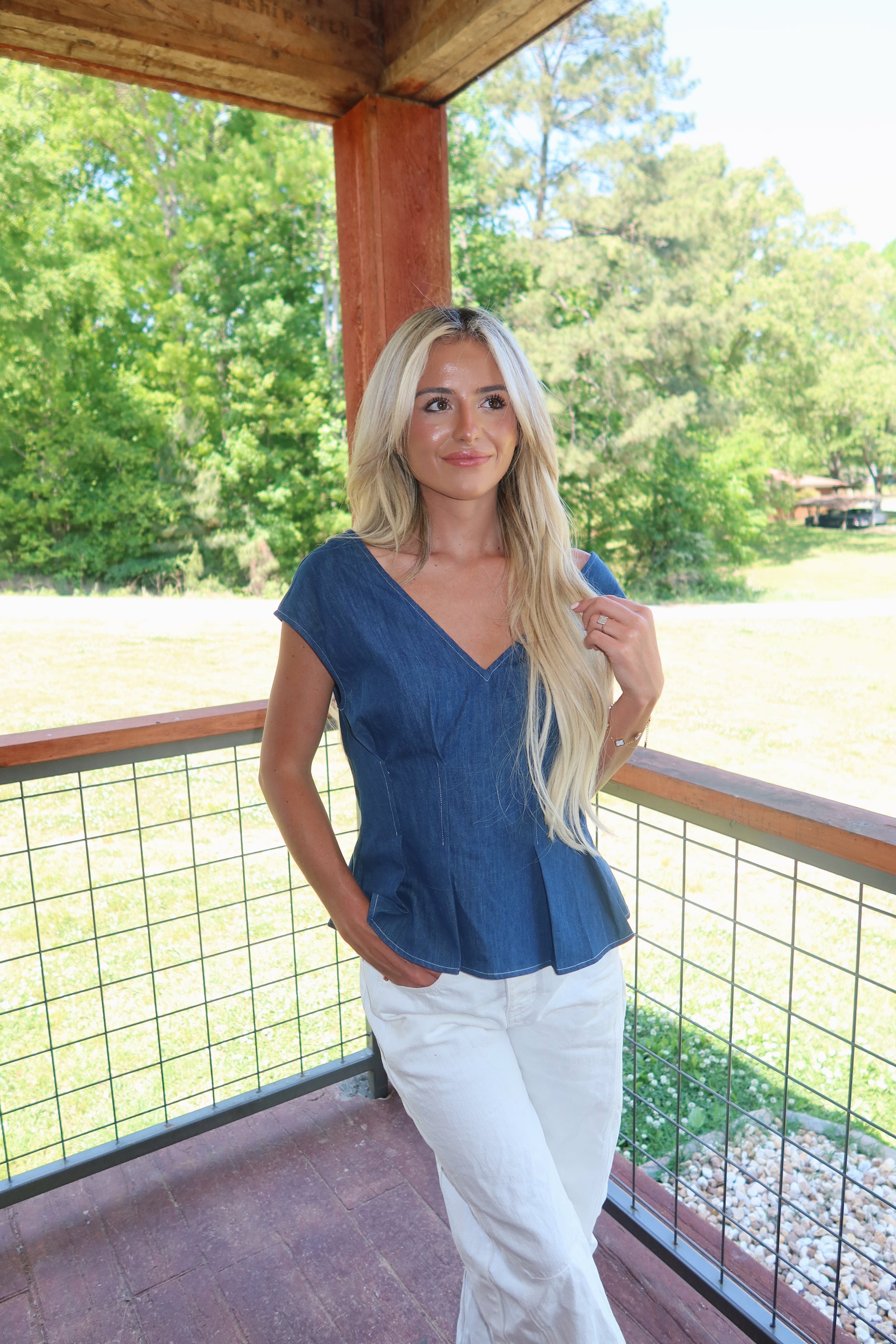 Karla Denim Peplum Top