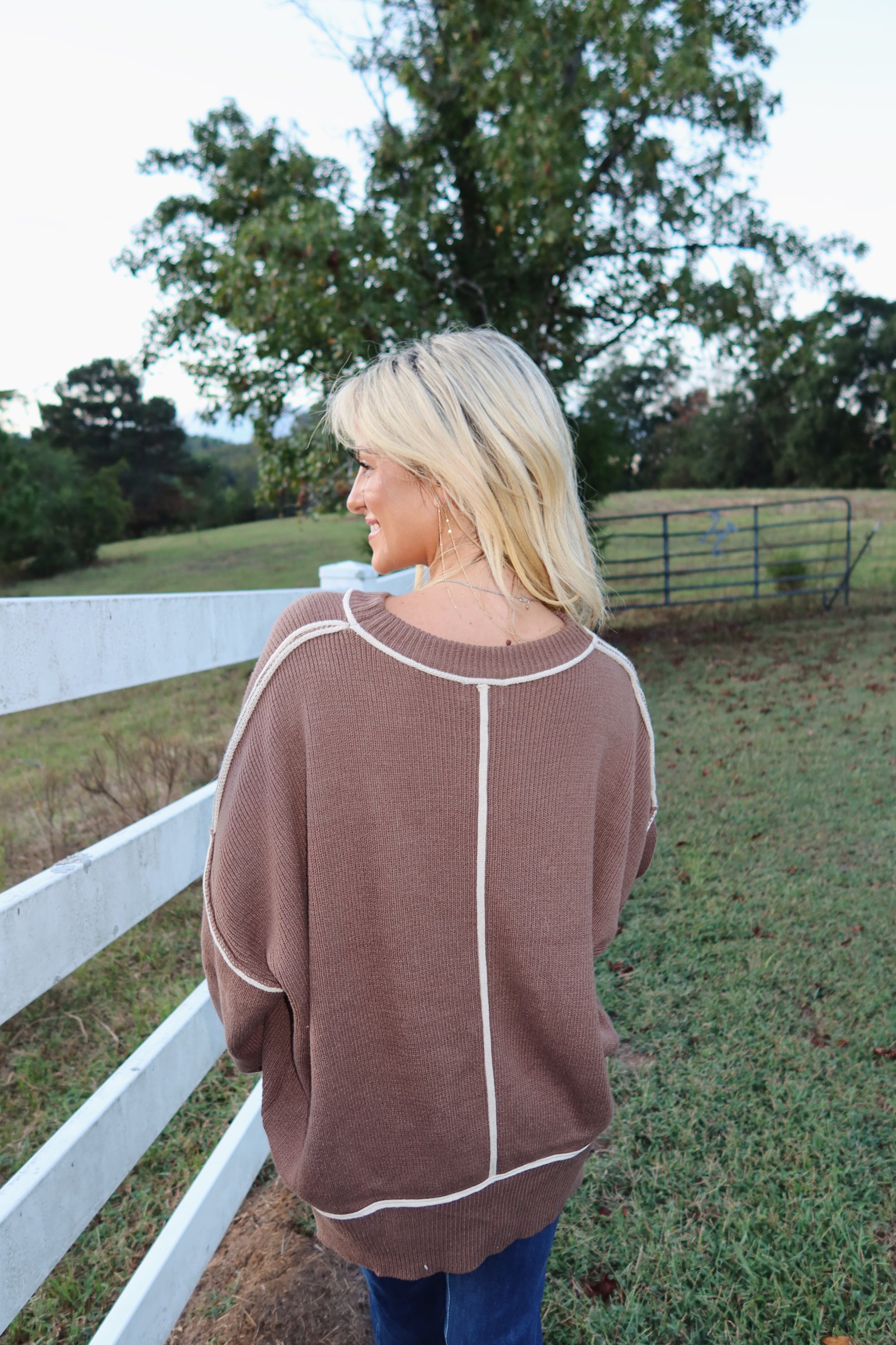Chestnut Exposed Seam Sweater