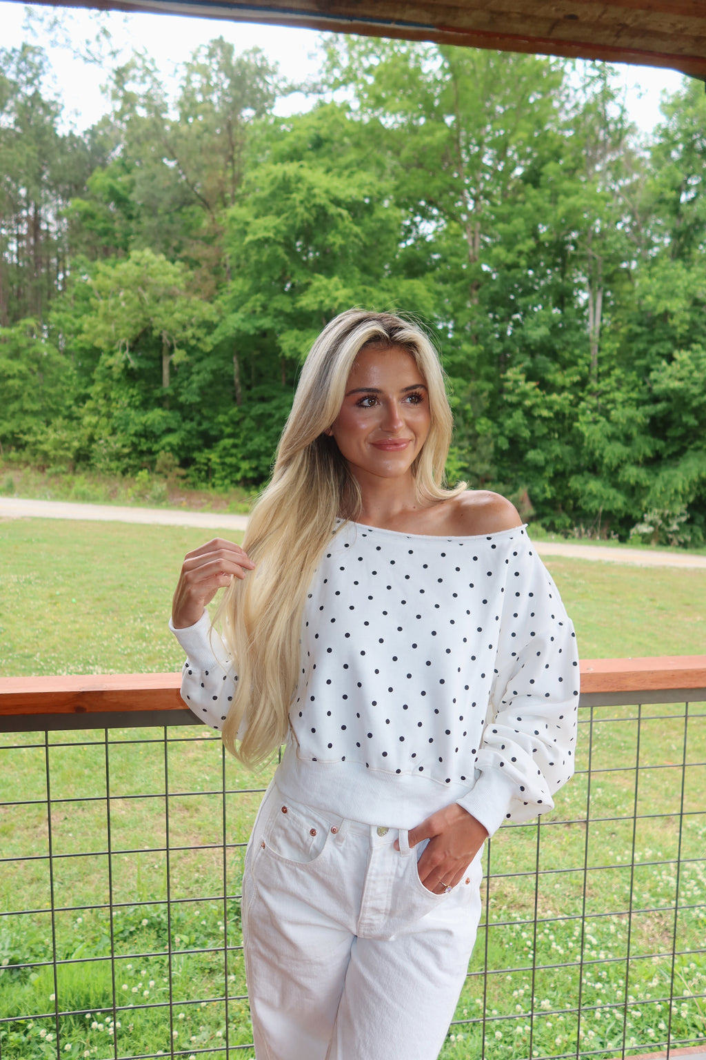 OTS Polka Dot Sweatshirt (White & Black)