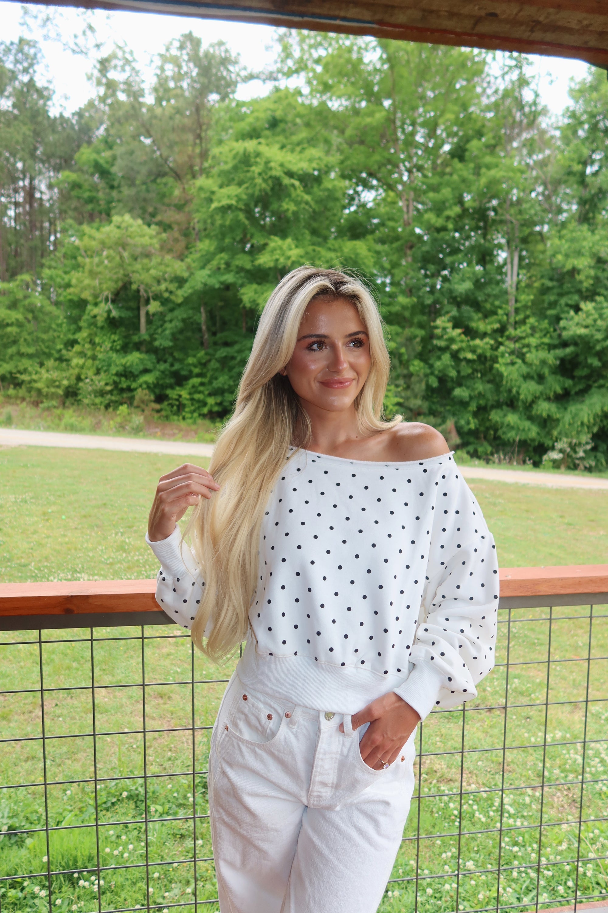 OTS Polka Dot Sweatshirt (White & Black)