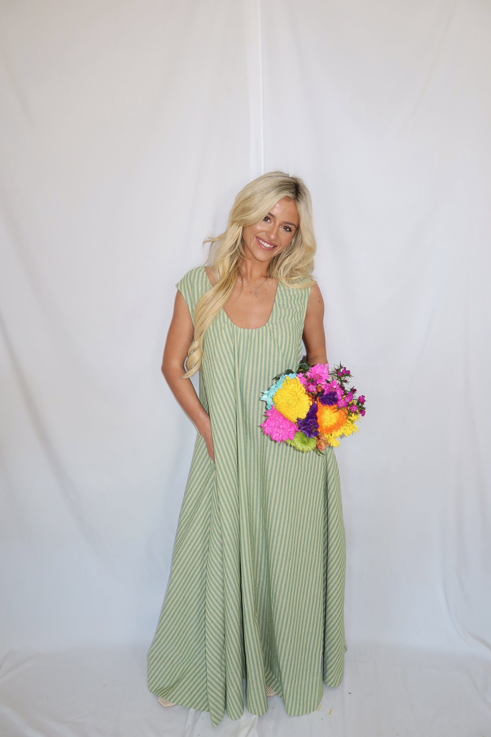 Violet Striped Maxi Dress