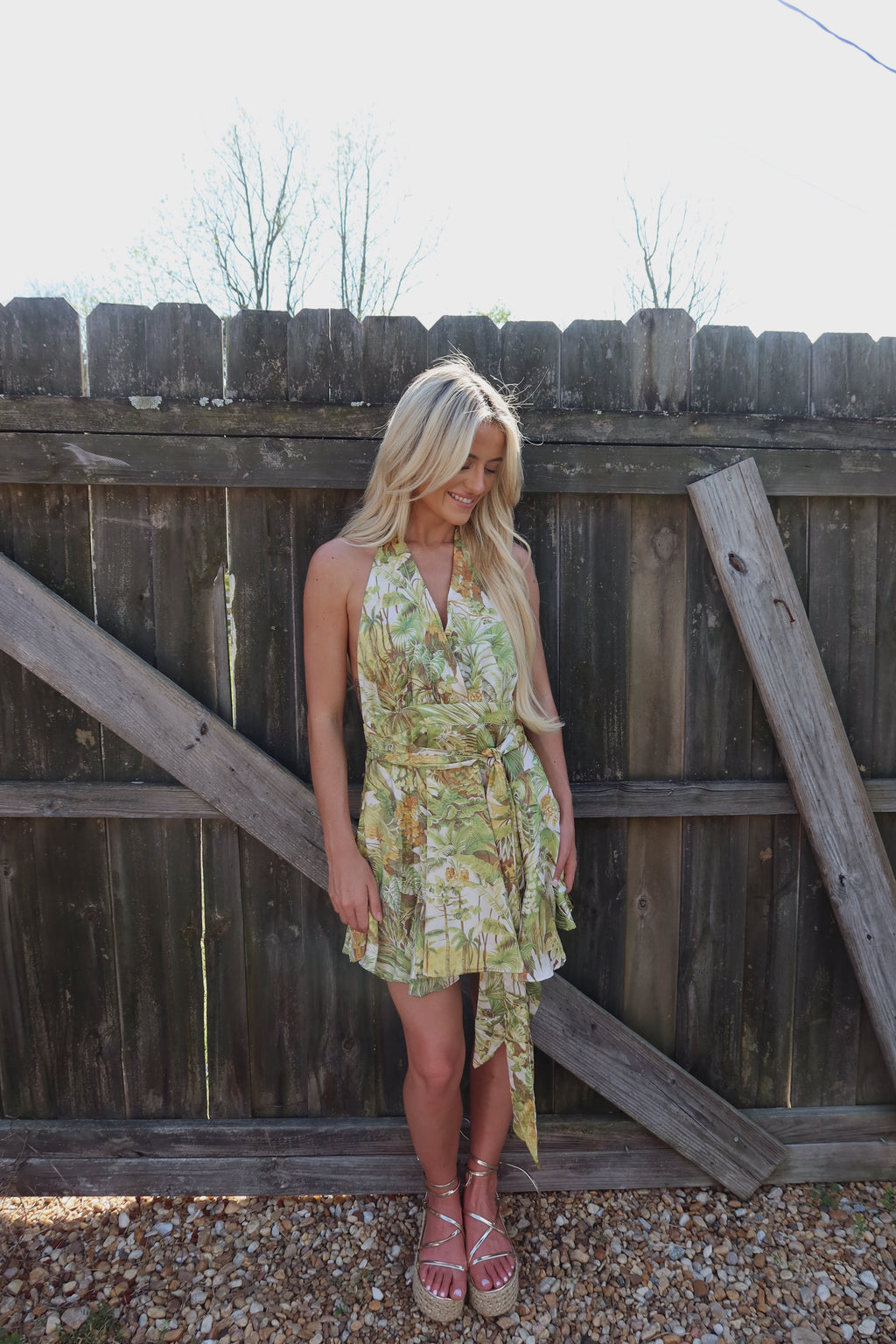 Tropic Satin Mini Wrap Dress