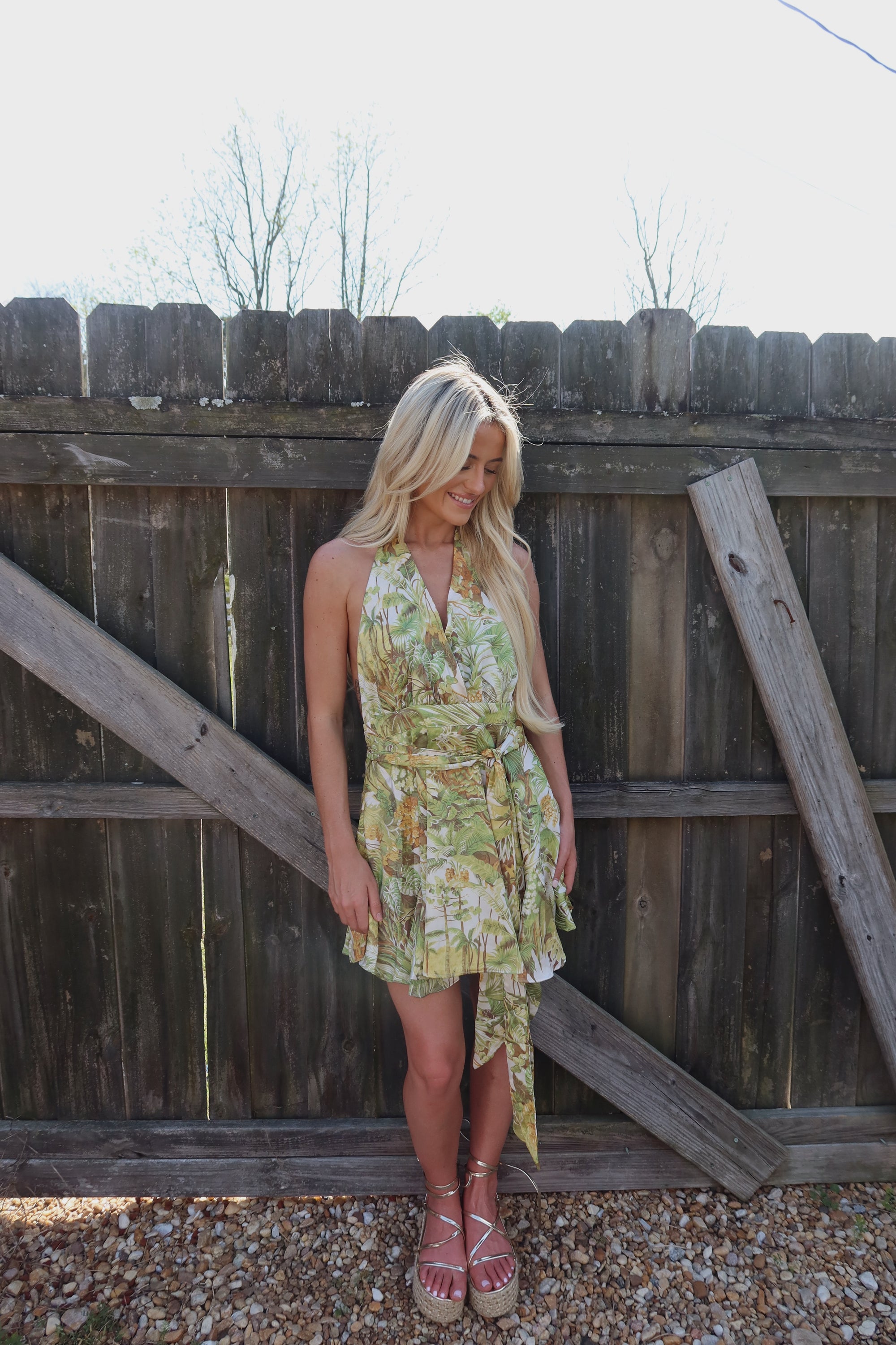 Tropic Satin Mini Wrap Dress
