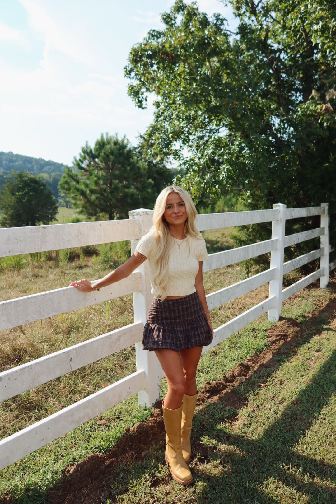 Short Sleeve Cable Knit Top