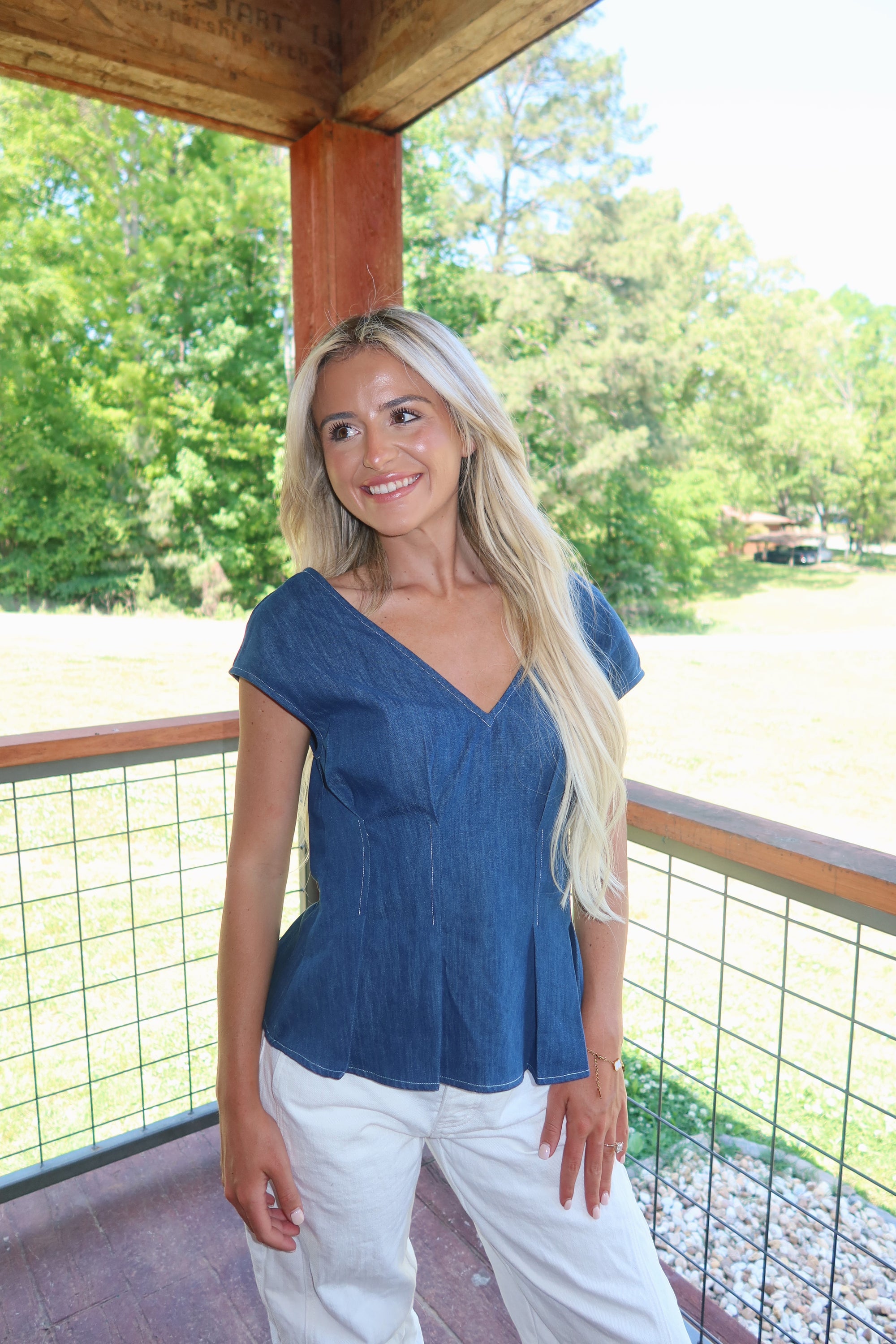 Karla Denim Peplum Top