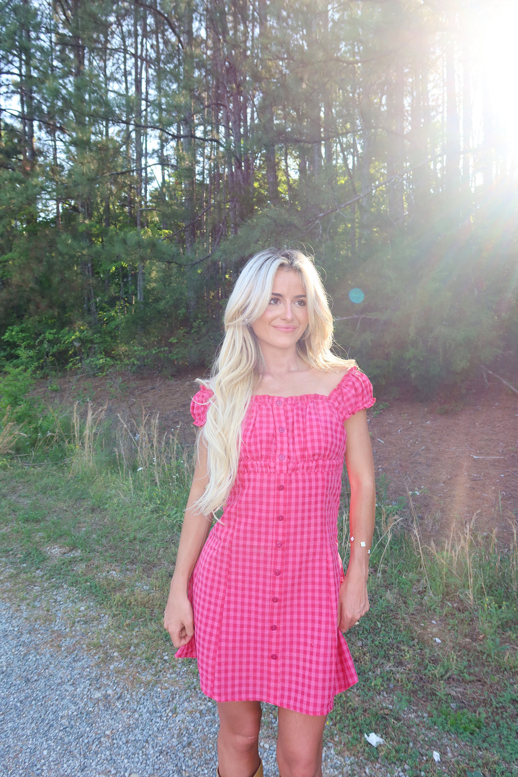 Ida Gingham Frill Strap Mini Dress