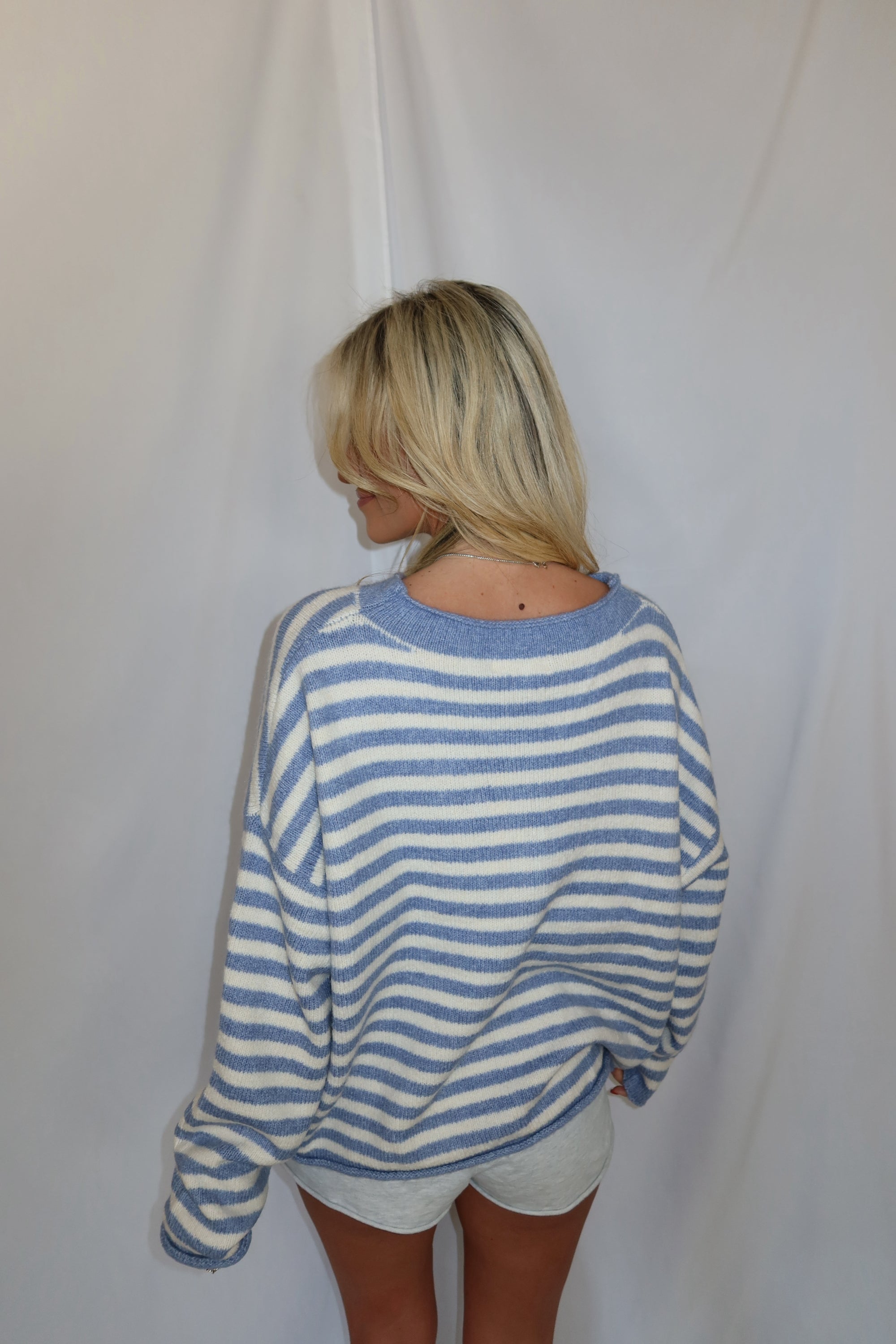 Stephanie Striped Cardigan (Blue)