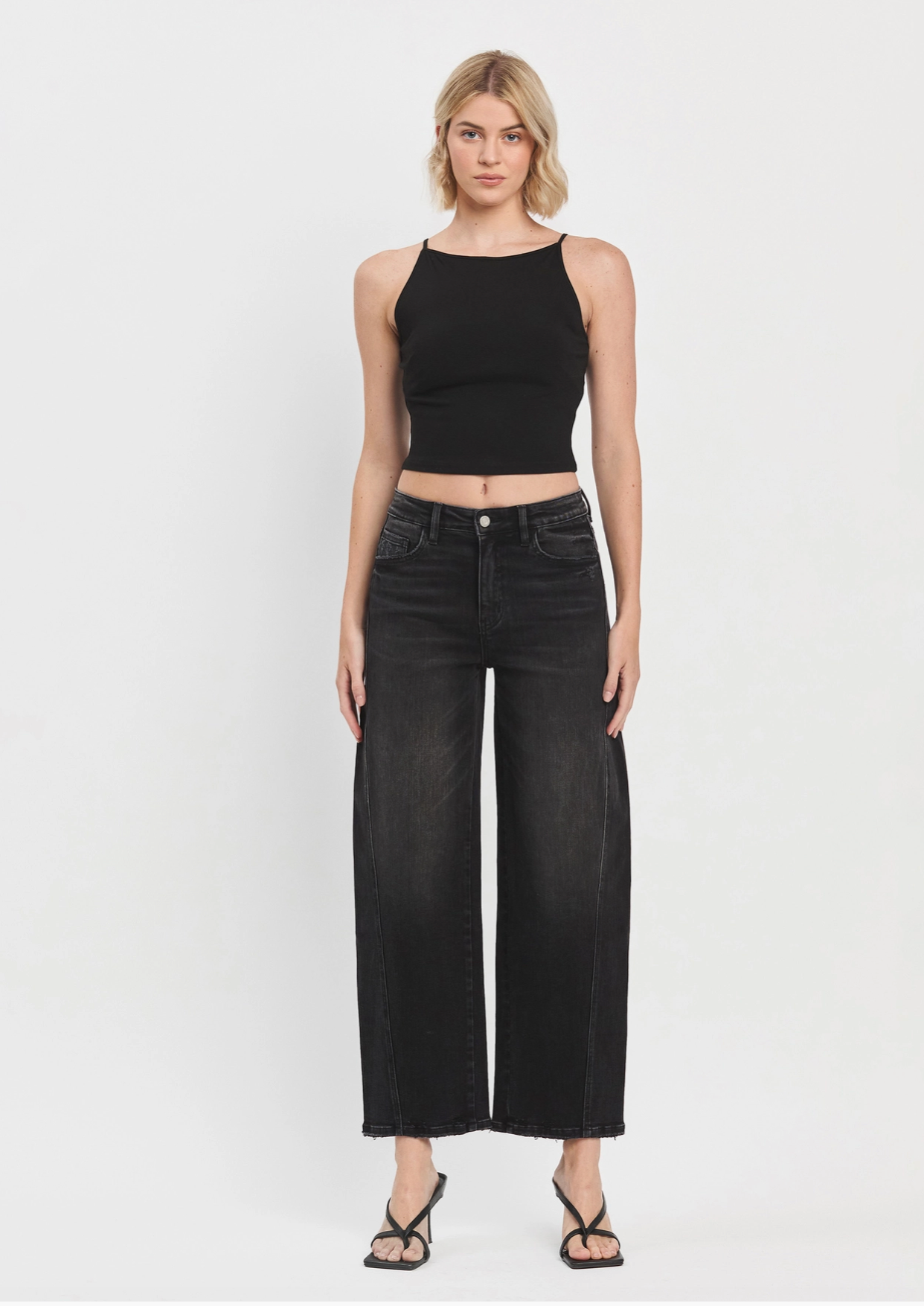 Super High Rise Barrel Jeans (Black)