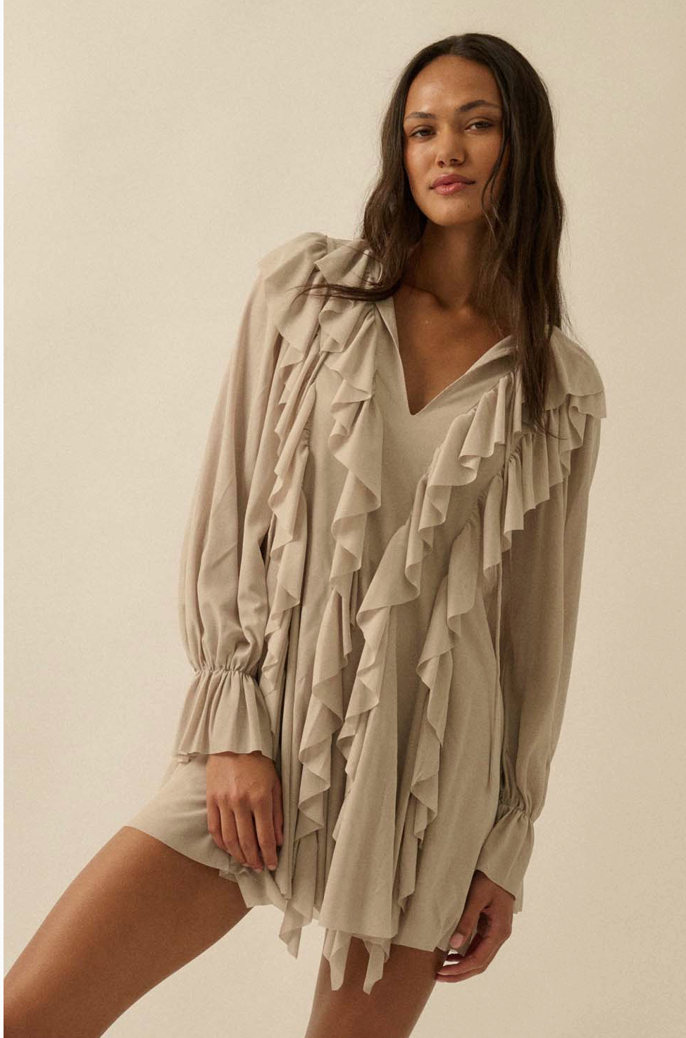 Ruffles Romper Dress (stone)