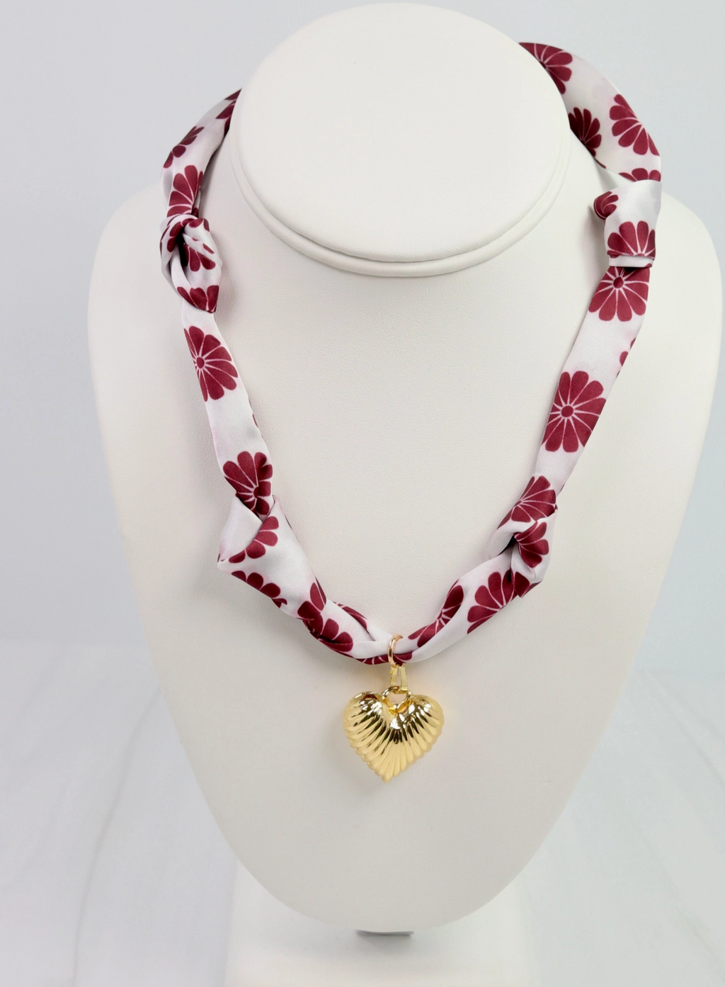 Gigi Scarf Necklace- Maroon Floral