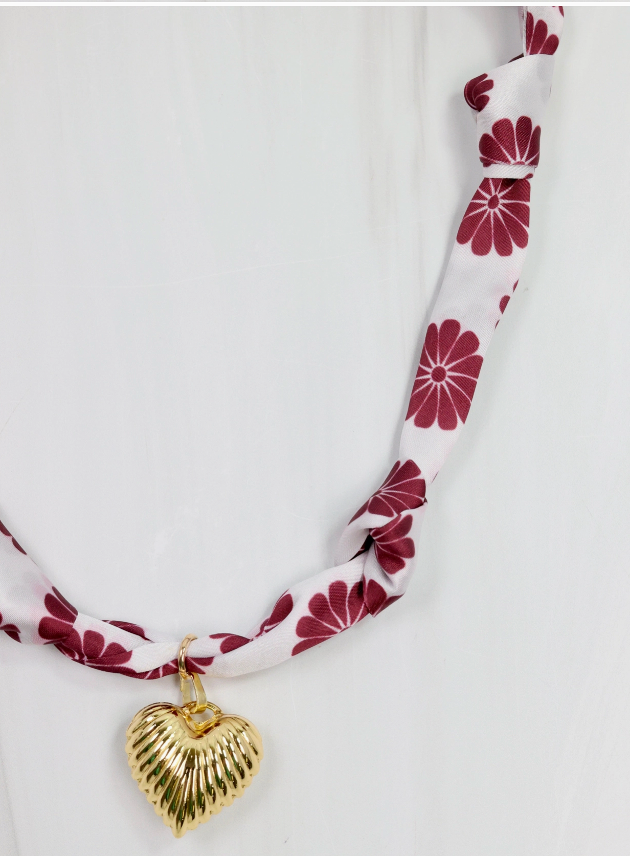 Gigi Scarf Necklace- Maroon Floral