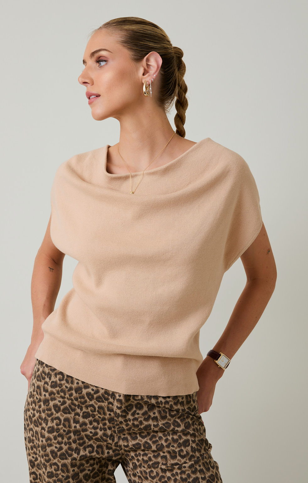 Spice Cowl Neck Knit Top