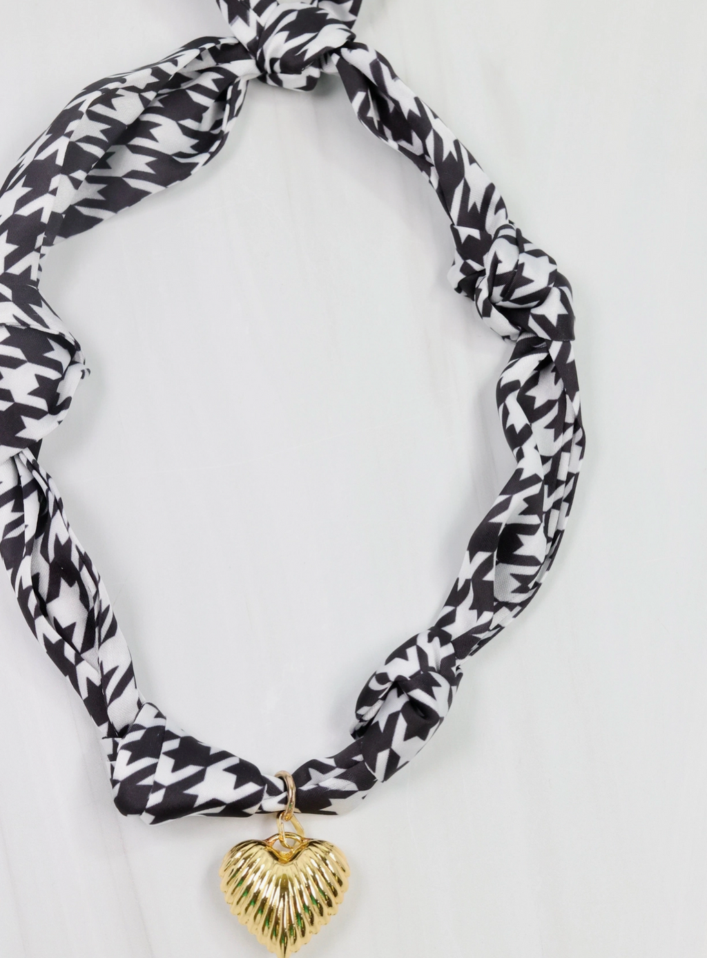 Gigi Scarf Necklace- Houndstooth